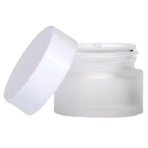 15ml Frosted Glass Jar with White Lid and Shive 35mm