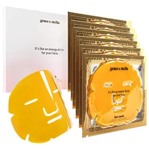 24k Gold Face Mask (6-Pc) - Vegan Gold Facial Mask - Boosting Collagen Facial Mask - Oro Gold Mask - Energizing Gold Mask For Face by grace and stella