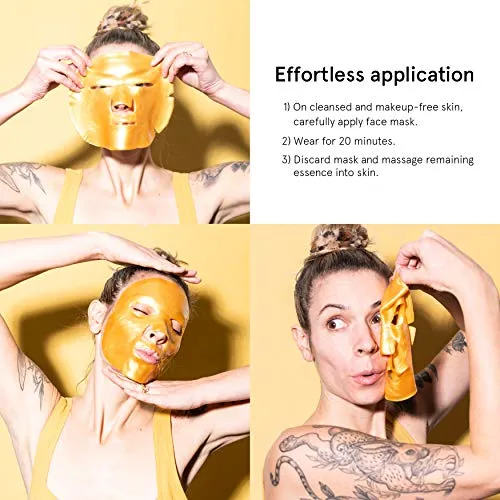 24k Gold Face Mask (6-Pc) - Vegan Gold Facial Mask - Boosting Collagen Facial Mask - Oro Gold Mask - Energizing Gold Mask For Face by grace and stella