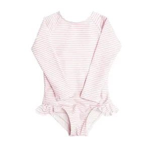 Light Pink Stripe One Piece Rash Guard