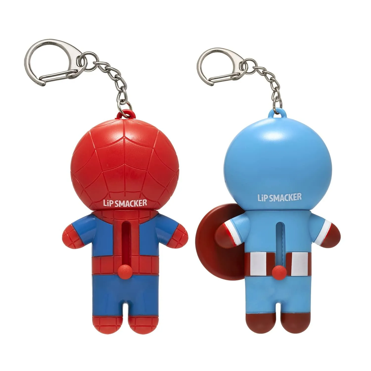 Lip Smacker Marvel Spiderman and Captain America Superhero Flavored Lip Balm Keychains 2 Pack