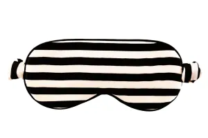 MULBERRY SILK EYE MASK - BLACK AND WHITE STRIPE