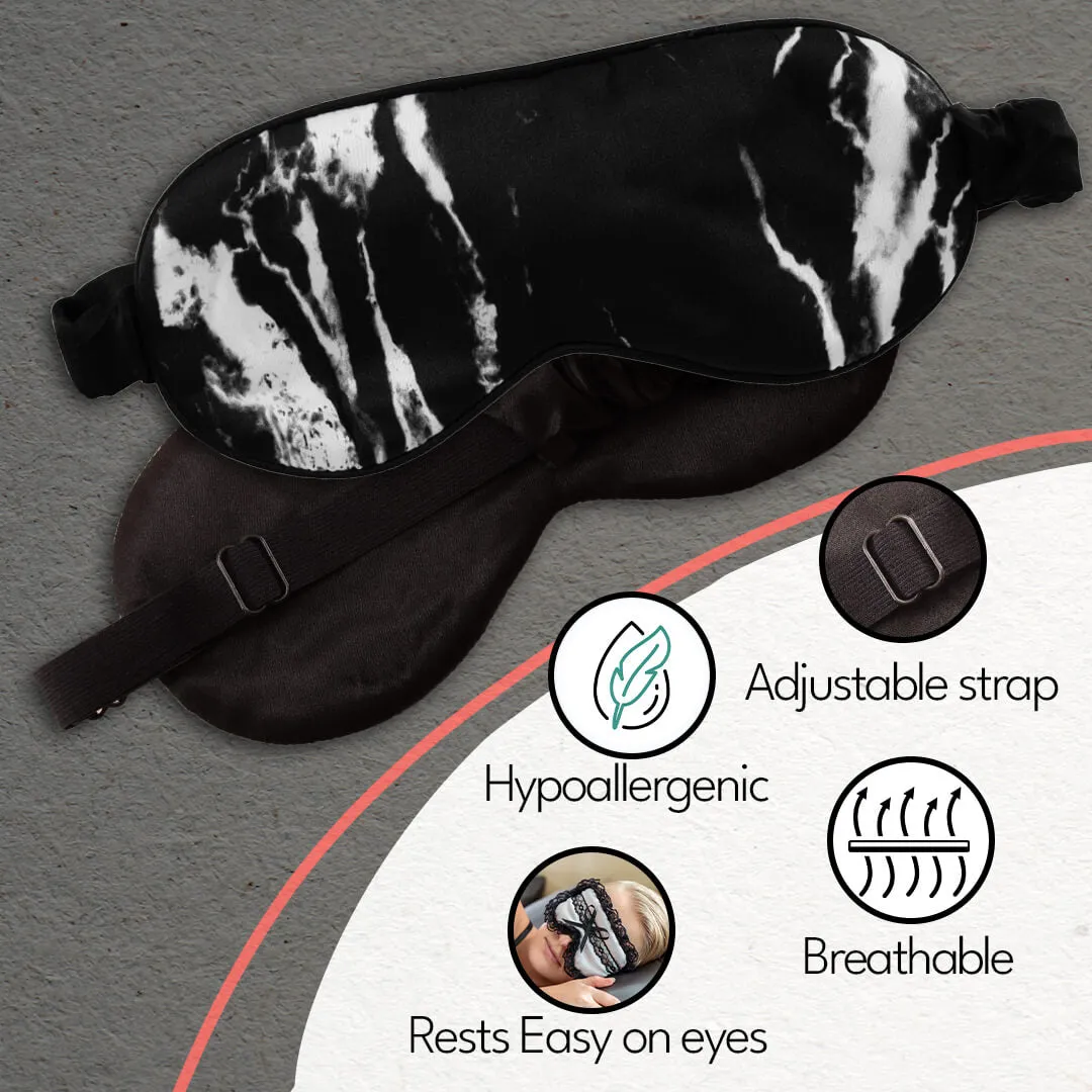 MULBERRY SILK EYE MASK - BLACK MARBLE