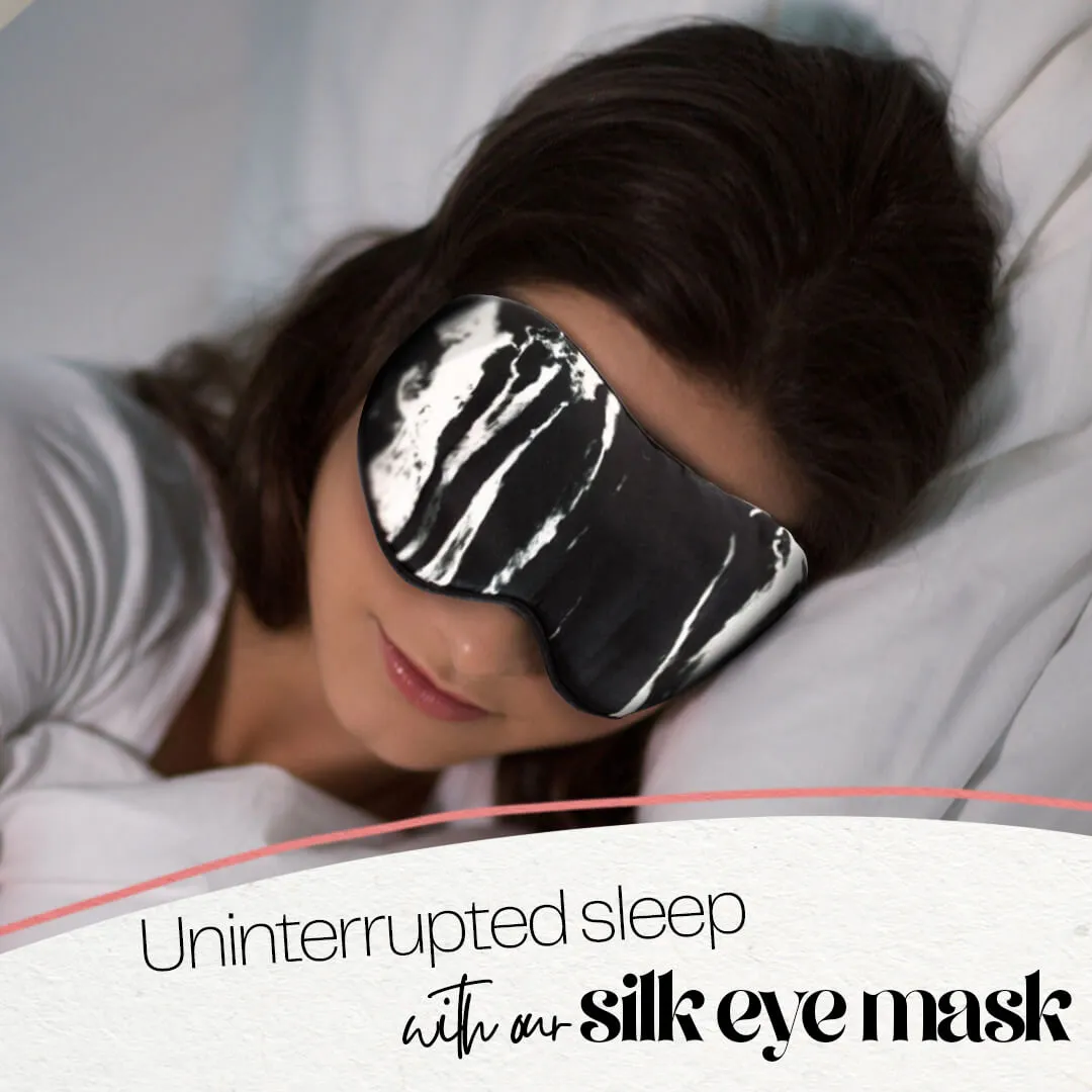 MULBERRY SILK EYE MASK - BLACK MARBLE