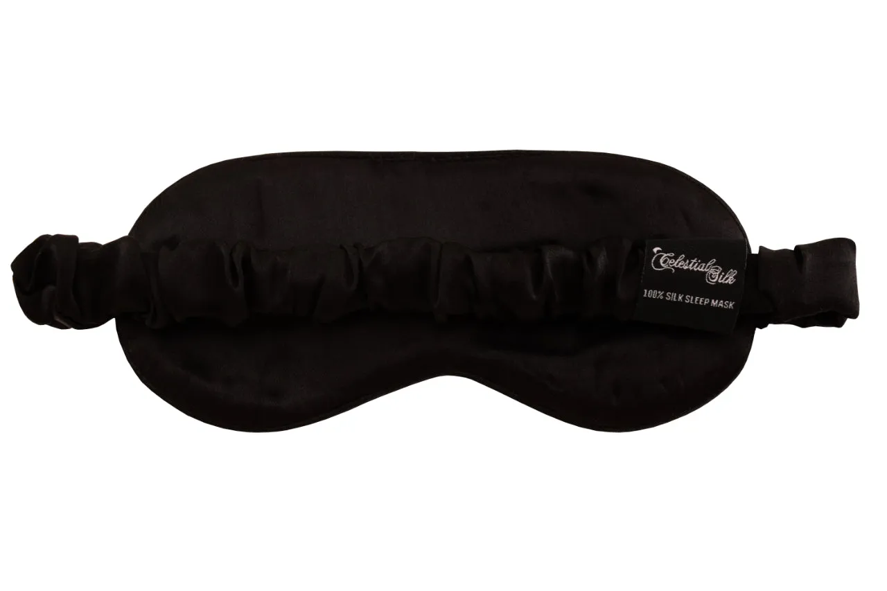 MULBERRY SILK EYE MASK - BLACK MARBLE