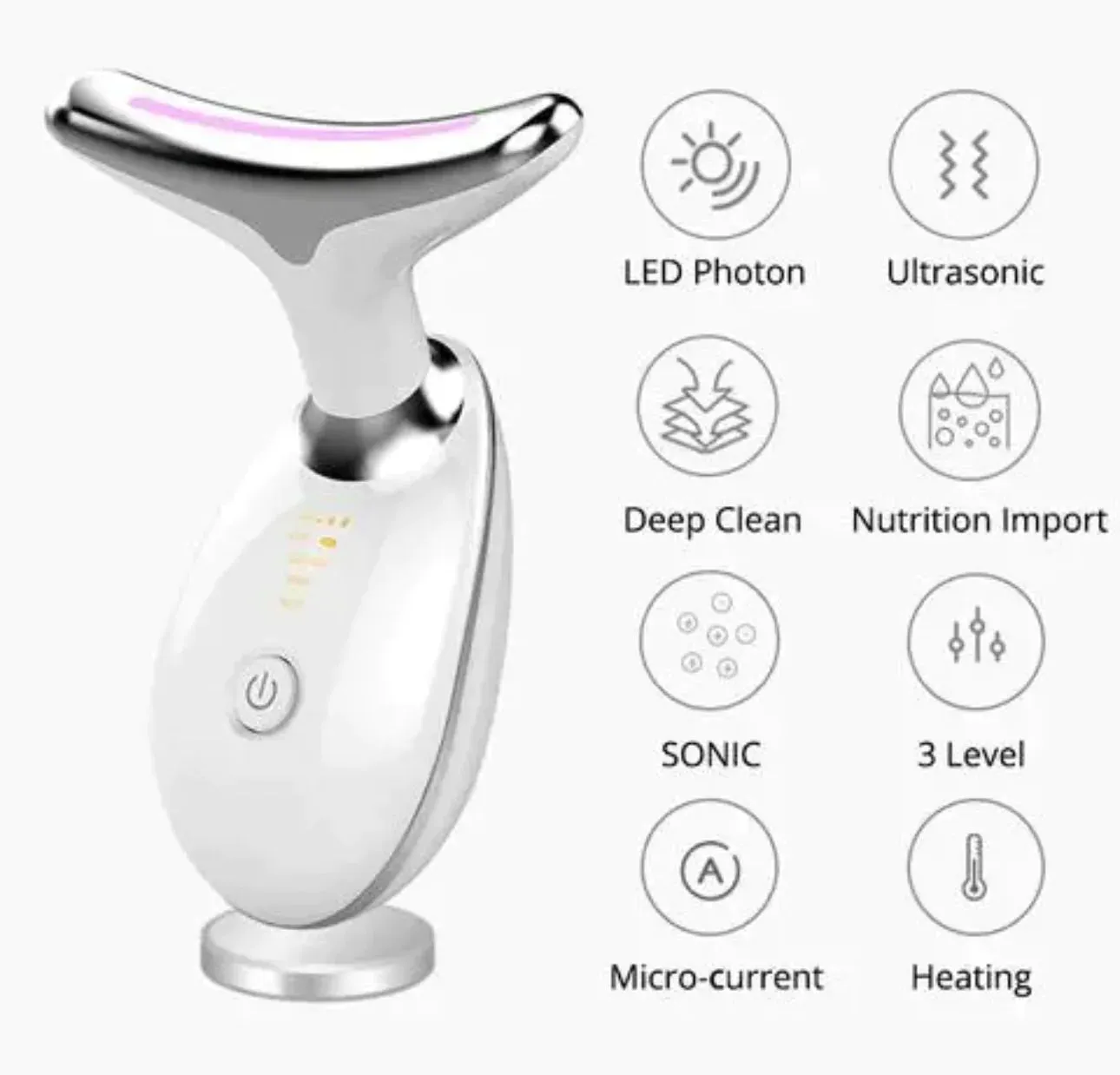 Wavy Chic Beauty Facial Massager: 7-Color Acne & Skin Firming Microcurrent Device for Face & Neck